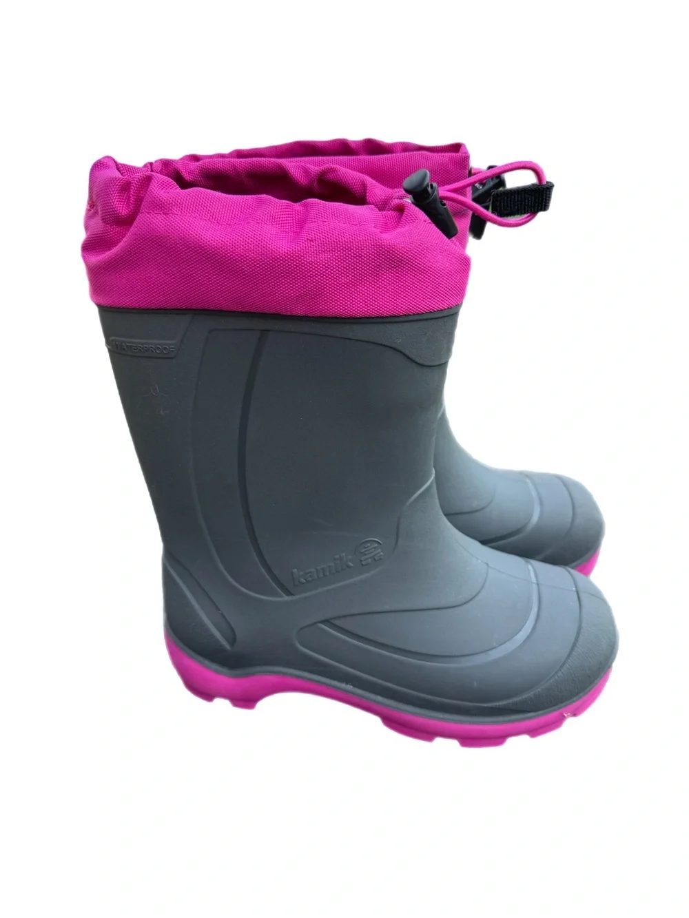 Kamik Snobuster Winter Boots Kids Sz 13 Charcoal Magenta Waterproof Winter Snow